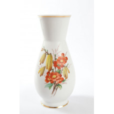 Vase, Blume naturalistisch, mit Schmetterling, Goldfaden bzw. Goldreifen, H 19,5 cm