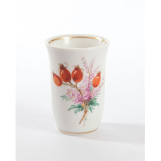 Becher, Blume naturalistisch, mit Schmetterling, Goldfaden bzw. Goldreifen, V 0,02 l