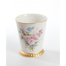 Becher, Blume naturalist.,bunt,m.Schmetterl.,Sign.-275 J.Bl.Schwerter,Goldrd., V 0,15 l