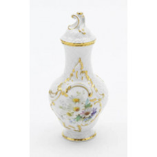 Vase, Blume naturalist.,seitlich,bunt,Hintergrund angedeutet,Golddekoration, H 19 cm