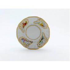 Teller,flach, Blume naturalistisch, seitlich, bunt, Hintergrund angedeutet, 15,5 cm