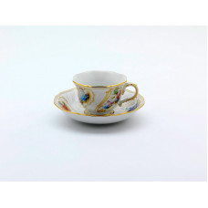 Kaffeetasse m.U., Blume naturalistisch, seitlich, bunt, Hintergrund angedeutet, 0,1 l