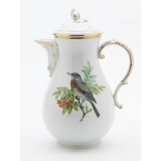 Kaffeekanne, Vogel- und Insektenmalerei, leicht, bunt, Goldrand, V 1,20 l