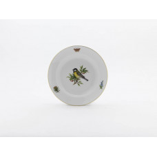 Teller, Vogel- und Insektenmalerei, leicht, bunt, Goldrand, ø 19 cm
