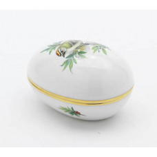 Dose, Vogel- und Insektenmalerei, leicht, bunt, Goldrand, 9,5x7 cm