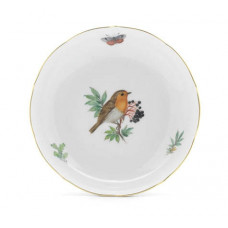 Sch&auml;lchen, Vogel- und Insektenmalerei, leicht, bunt, Goldrand, &oslash; 13,5 cm