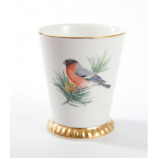 Becher, Vogel- und Insektenmalerei, leicht, bunt, Goldrand, V 0,15 l