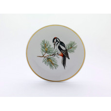 Wandschale, Vogel- und Insektenmalerei, leicht, bunt, Goldfaden bzw. Goldreifen,