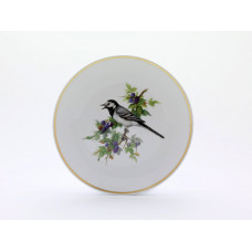 Wandschale, Vogelmalerei seitlich, leicht, bunt, Goldfaden bzw. Goldreifen,