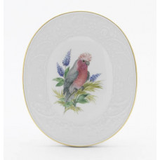 Wandplatte, Vogel- und Insektenmalerei, exotisch, bunt, Goldrand,