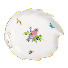 Konfektblatt, Vintage Exotische Vogelmalerei, Motiv - Rosakakadu, Goldrand, L 19 cm