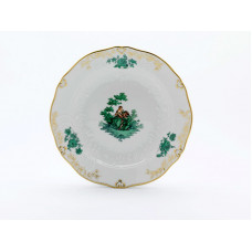 Dessertteller, Figurenmalerei n.Watteau m.Blumen, kupfergrün, Golddekoration,Goldrand, Ø 20 cm