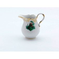 Gießer, Figurenmalerei n.Watteau m.Blumen, kupfergrün, Golddekoration,Goldrand, 0,15 l