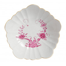 Beilageschale flügelförmig, Felsenmuster, ohne Kante, leicht, purpur, Goldrand, 24 cm