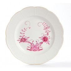 Teller m.H. (o.M. 01475), Felsenmuster, ohne Kante, leicht, purpur, Goldrand, ø 26 cm