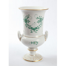 Vase, Indische Malerei 1, ohne Kante, grün, Goldpunkte, Goldrand, H 18,5 cm