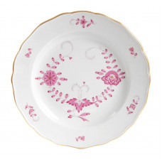 Speiseteller, Indische Malerei 1, ohne Kante, purpur, Goldpunkte, Goldrand, ø 25 cm