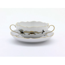 Suppentasse m.U., Reicher Drache, schwarz, goldschattiert, Goldrand, V 0,35 l