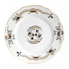 Teller m.H. (o.M. 00479), Reicher Drache, schwarz, goldschattiert, Goldrand, ø 28 cm