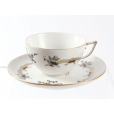 Kaffeetasse m.U., Reicher Drache, schwarz, goldschattiert, Goldrand, V 0,15 l