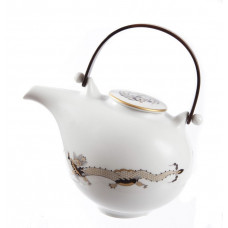 Teekanne (o.M. 24725), Reicher Drache, schwarz, goldschattiert, Goldrand