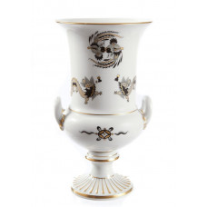 Vase, Reicher Drache, schwarz, goldschattiert, Goldrand, H 18,5 cm