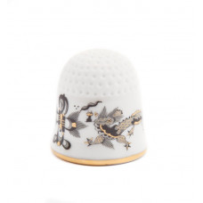Fingerhut, Reicher Drache, schwarz, goldschattiert, Goldrand, 2,5 cm