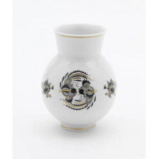 Vase, Reicher Drache, schwarz, goldschattiert, Goldfaden bzw. Goldreifen, H 12,5 cm