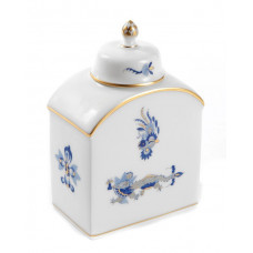 Teedose, Reicher Drache, hellblau, goldschattiert, Goldrand, H 9,5 cm