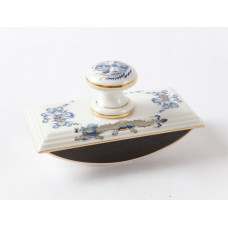 Löscher, Reicher Drache, hellblau, goldschattiert, Goldrand, 11x6 cm