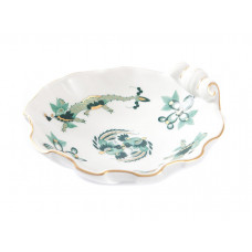 Salzgef&auml;&szlig;, Reicher Drache, gr&uuml;n, goldschattiert, Goldrand, L 11 cm