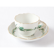 Tasse m.U., Reicher Drache, grün, goldschattiert, Goldrand, V 0,15 l