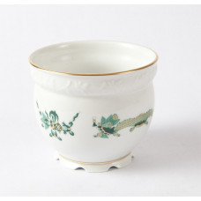 Blumentopf, Reicher Drache, grün, goldschattiert, Goldrand, H 8,5 cm