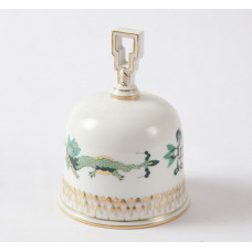 Tischglocke, Reicher Drache, grün, goldschattiert, Goldrand, 10 cm