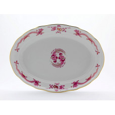 Platte, oval, Reicher Drache, purpur, goldschattiert, Goldrand, L 50 cm