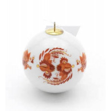 Kugel, Reicher Drache, rot, goldschattiert, weißer Rand, ø 5 cm