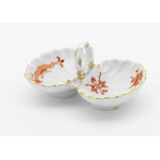 Salzgef&auml;&szlig;, Reicher Drache, rot, goldschattiert, Goldrand, L 11,5 cm