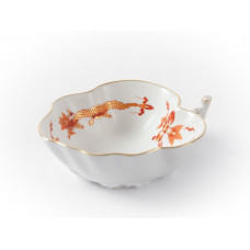 Salzgef&auml;&szlig;, Reicher Drache, rot, goldschattiert, Goldrand, L 10 cm