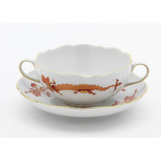 Suppentasse m.U., Reicher Drache, rot, goldschattiert, Goldrand, V 0,35 l