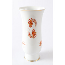 Vase, Reicher Drache, rot, goldschattiert, Goldfaden bzw. Goldreifen, H 20 cm