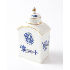 Teedose, Reicher Drache, kobaltblau, goldschattiert, Goldrand, H 14 cm