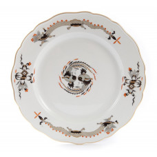 Speiseteller, Reicher Drache, schwarz, rot- und goldschattiert, Goldrand, ø 28 cm