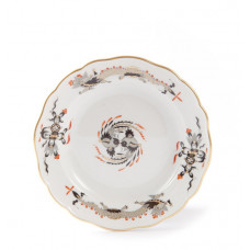 Teller, Reicher Drache, schwarz, rot- und goldschattiert, Goldrand, ø 14 cm