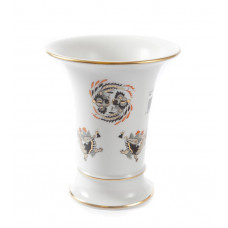 Vase, Reicher Drache, schwarz, rot- und goldschattiert, Goldrand, H 14 cm