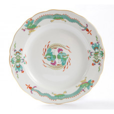 Speiseteller, Reicher Drache, bunt, rot- und goldschattiert, Goldrand, ø 25 cm