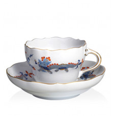 Kaffeetasse m.U., Reicher Drache, hellblau, rot- und goldschattiert, Goldrand, V 0,20 l