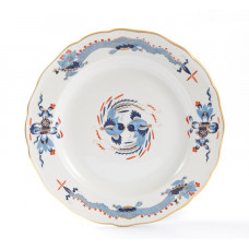 Teller m.H., Reicher Drache, hellblau, rot- und goldschattiert, Goldrand, ø 25 cm