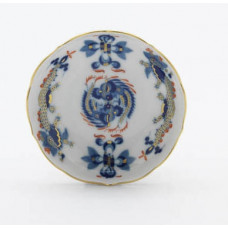 Sch&auml;lchen, Reicher Drache, kobaltblau, rot- und goldschattiert, Goldrand, &oslash; 8 cm