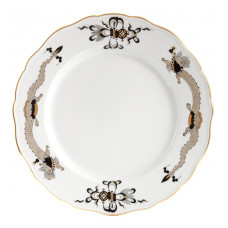 Speiseteller, Drachenmuster schwarz, ohne Mittelpartie (Hähne), goldschattiert,Goldr, ø 28 cm