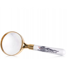 Lupe, Ming-Drache, reich, schwarz, ohne Kante, weißer Rand, L 17,5 cm